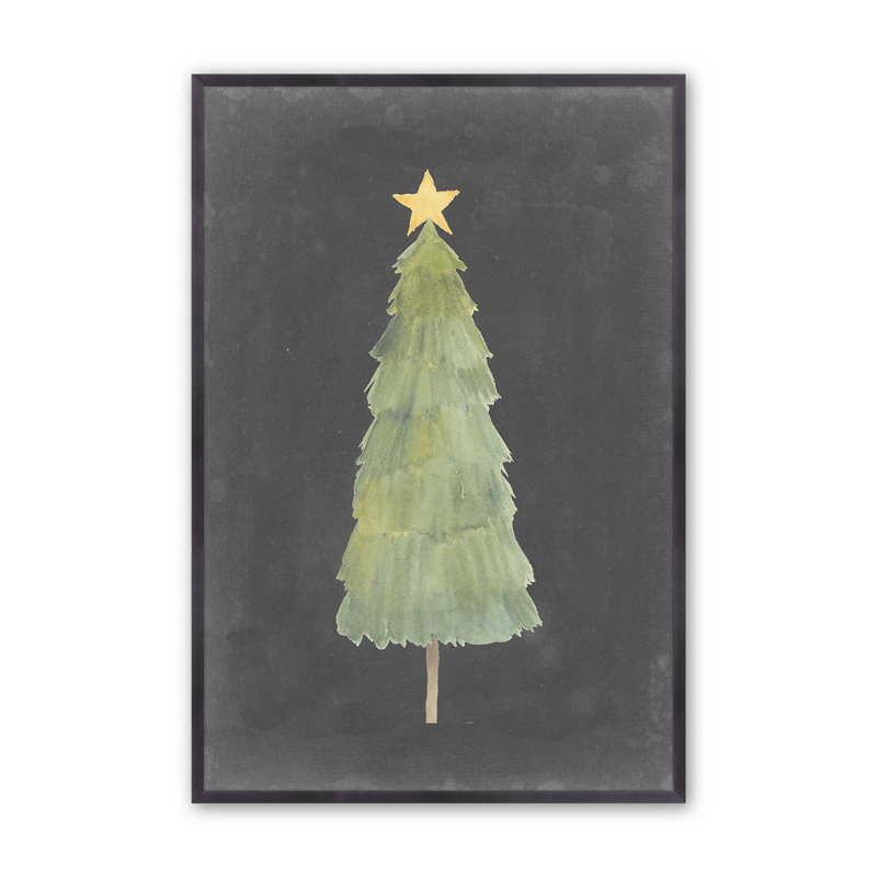 Impression d'arbre de Noël minimaliste, Cadre en zinc patiné, H 15,25 po x l 12,25 po