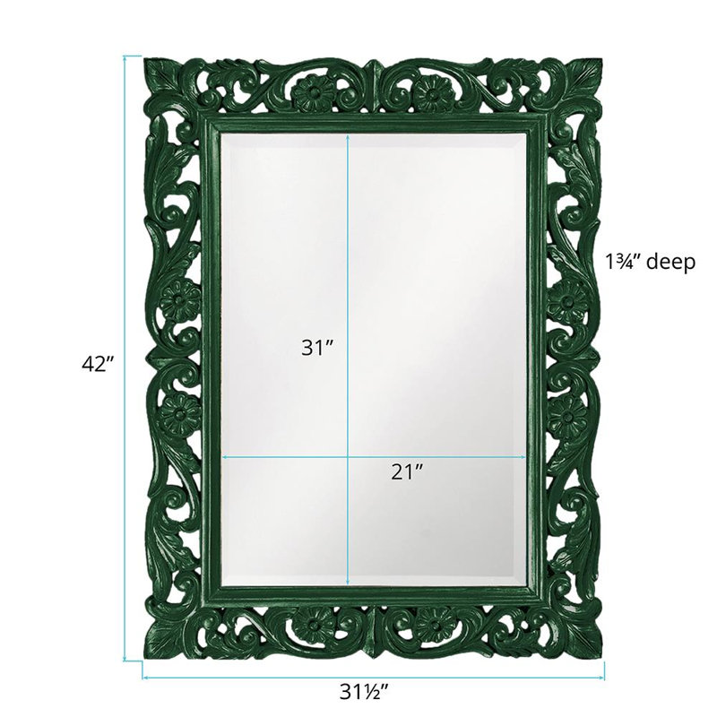 Miroir décoratif traditionnel biseauté, Vert forêt