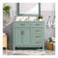 Meuble-lavabo moderne vert 36 po avec lavabo en céramique, portes à fermeture douce, 4 tiroirs de rangement, conception élégante pour les petites salles de bain