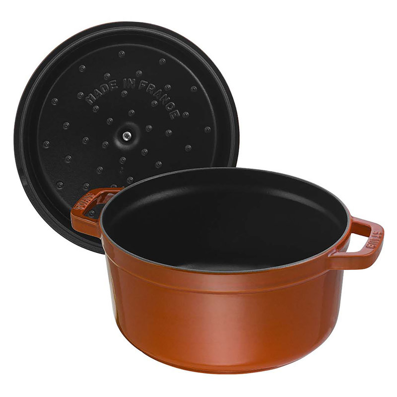 Four néerlandais en fonte Staub fabriqué à la main en France, Orange brûlé, 2,75 pintes