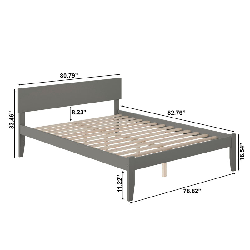 Anndee Solid Wood Platform Bed, Gray