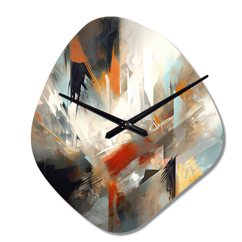 Horloge murale orange et bleue, mélange de couleurs abstraites IV - Minimalisme, Petit