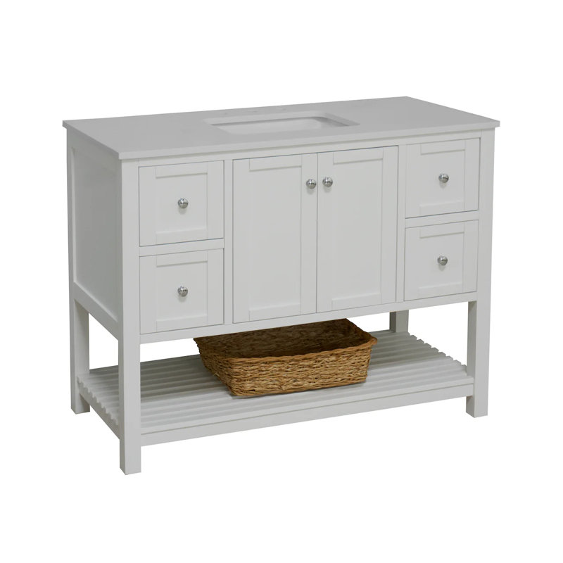Ensemble de meuble-lavabo simple 48 po Binne, Blanc, Blanc d'ingénierie