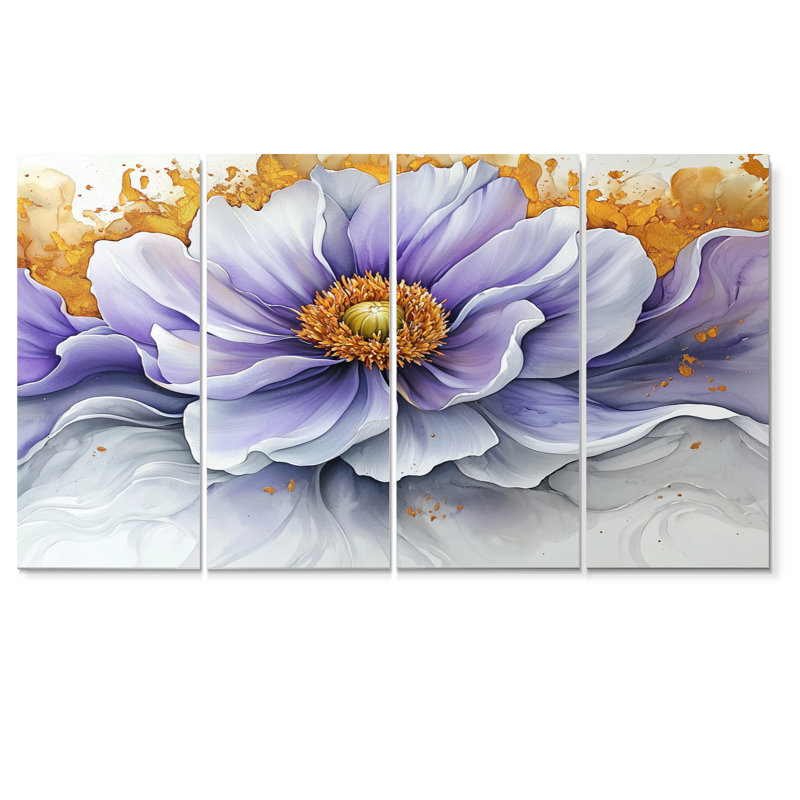 Éclat moderne de Dahlia I - art mural Dahlia - art mural traditionnel pour le salon, H 28 po x l 48 po, 4