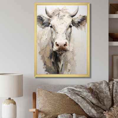 Portrait de vache minimaliste beige - impression