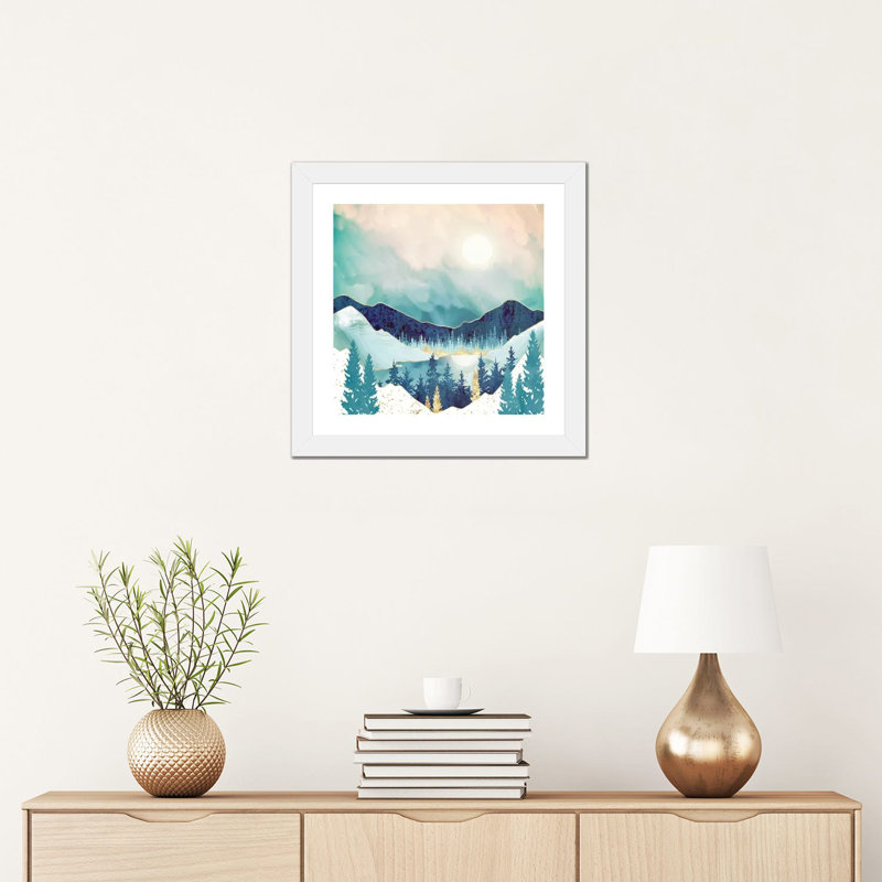 Sky Reflection - impression d'art graphique, H 16 po x l 16 po x p 1 po, Blanc, Papier encadré blanc