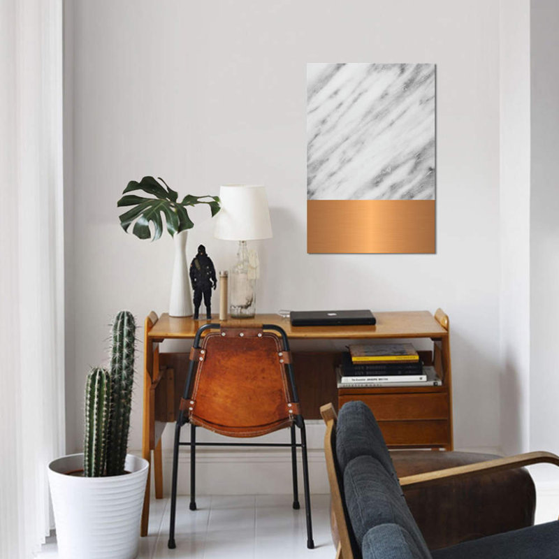 « carrare marbre avec cuivre », reproduction d’impression sur toile, H 18 po x l 12 po x P 1,5 po, Pas de tapis, Toile tendue