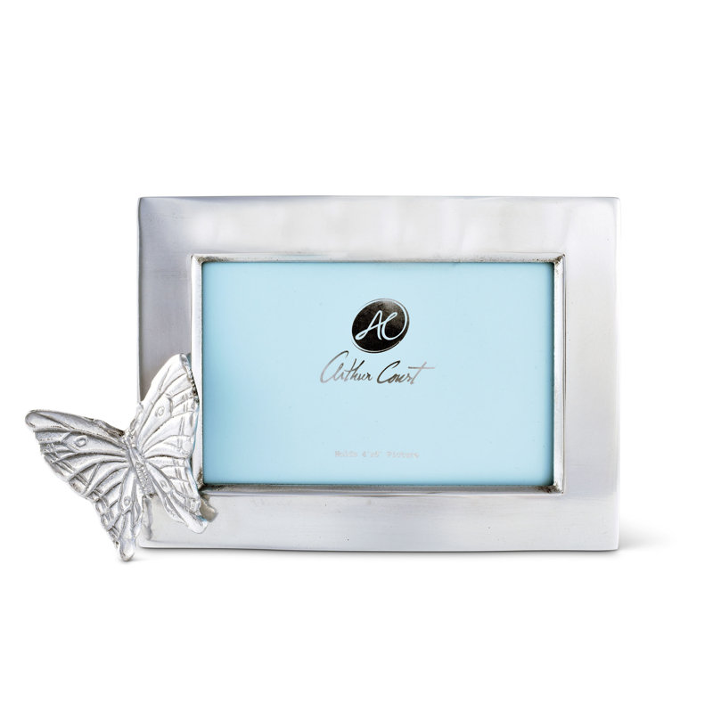 Classic 4x6 Silver Aluminum Butterfly Tabletop Photo Frame