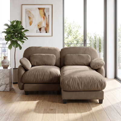Canapé 2 places avec repose-pieds et repose-pieds en chenille douce pour salon, appartement