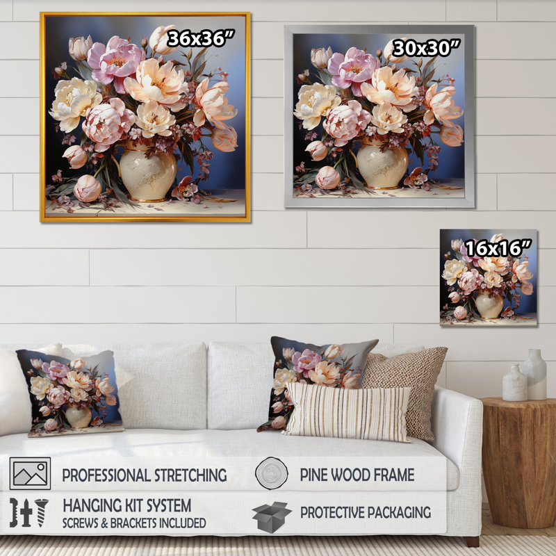 Bouquet de tulipes, nature morte, Toile tendue, H 30 po x l 30 po x P 1 po