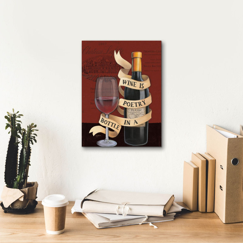 «Wine Wisdom 3» par Mary Urban, art mural sur toile, H 16 po x l 12 po x P 0,75 po