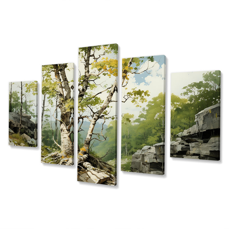 «Birch Tree Forest Essence IV - Tree Multipanel», ensemble d'art mural