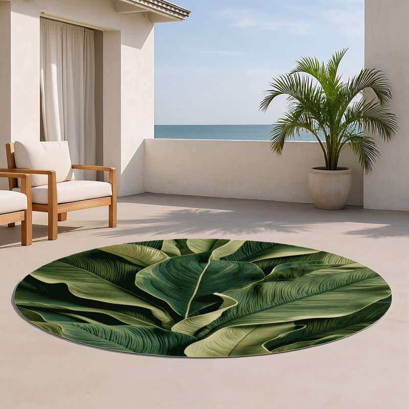 Tapis vert d'intérieur et d'extérieur Botanical, Rond 5 pi