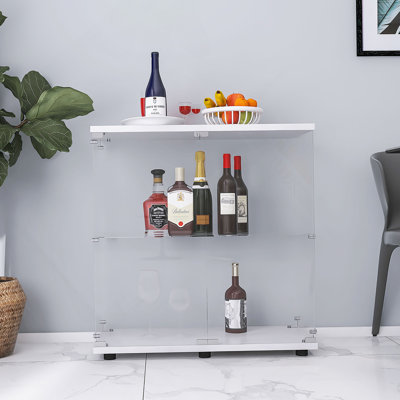 Two-Door Glass Display Cabinet 2 Shelves With Door, Floor Standing Curio Bookshelf