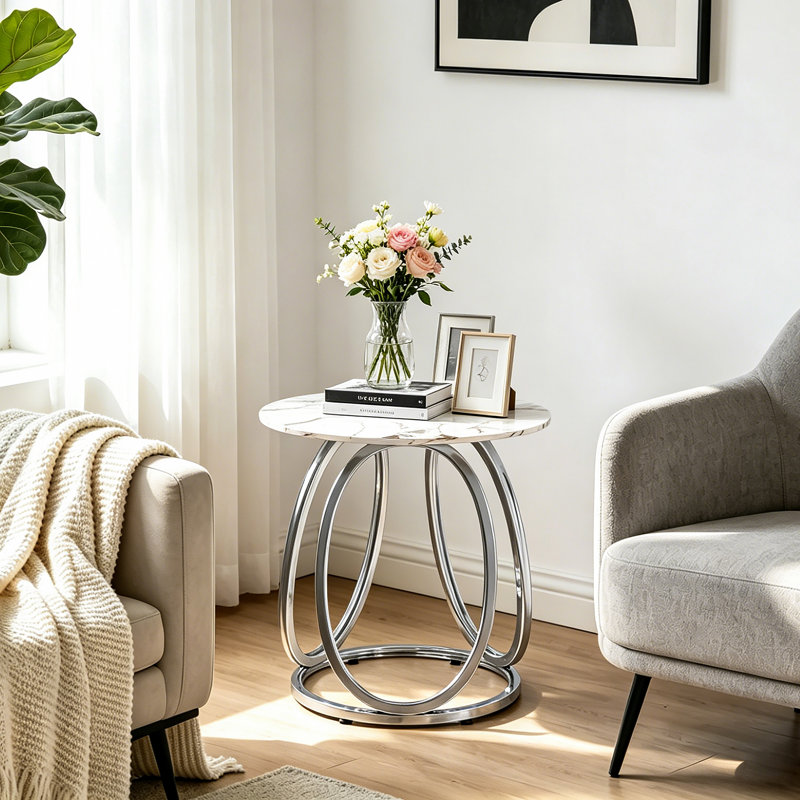 End Table, Silver, Calacatta Gold
