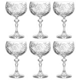 Champagne Glasses - Saucer - Belle Coupe - Set of 6 Hand Cut Crystal - 8 oz. -  Made in Europe