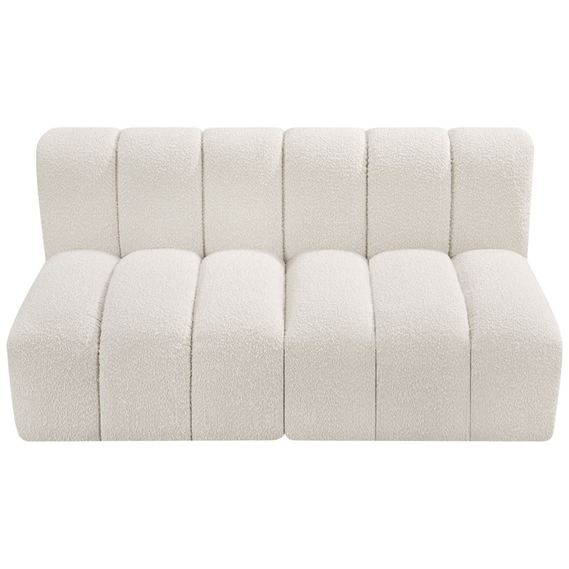 Hiral Upholstered Sectional Reversible, Cream Boucle Fabric