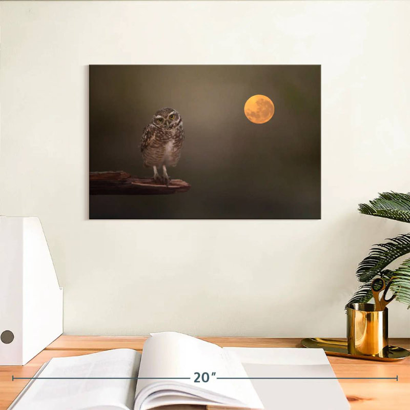 Owl Under The Moon, 8" H x 12" W