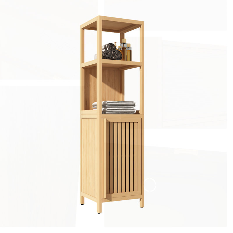 52-foot-tall Bamboo Linen Tower Storage Cabinet, Perfect for Space-Saving and Multi-Functional Use in Bathrooms and Living Areas
