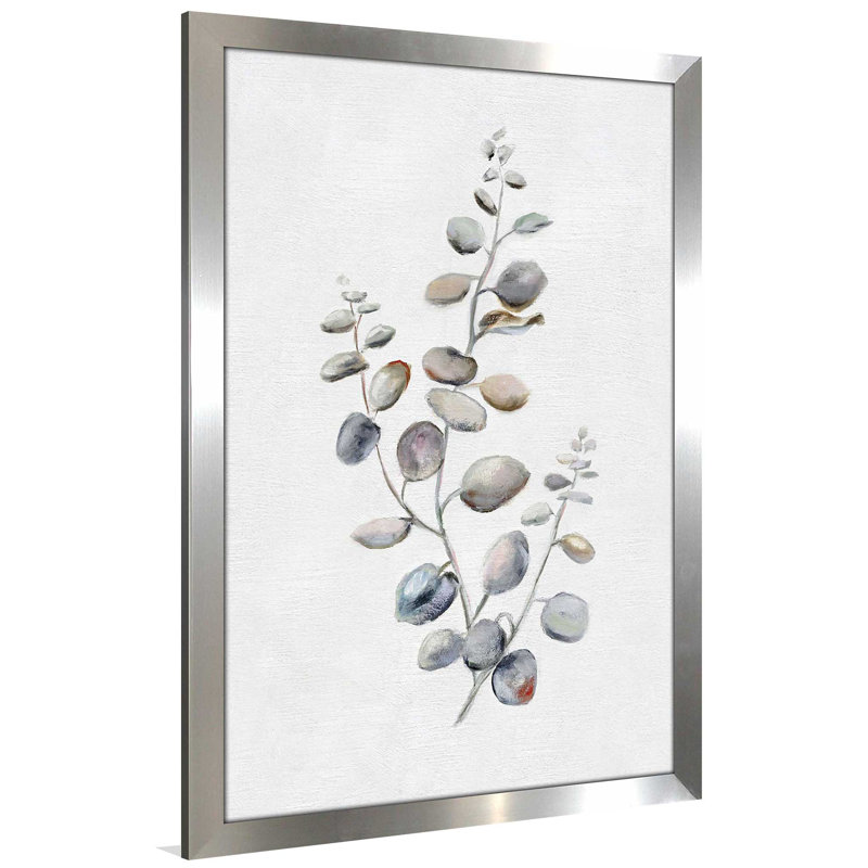 Eucalyptus II par Donna Brooks - Peinture, L 33,5 po x H 49,5 po, Encadrement argenté