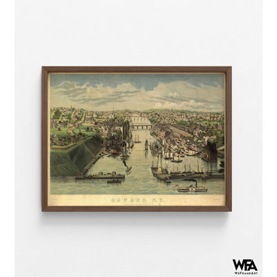 Affiche antique d'Oswego, New York, carte de New York, affiche ancienne