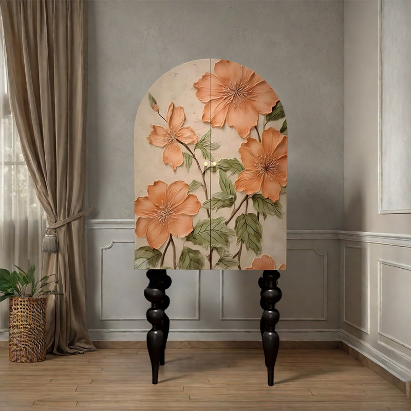 Floral-patterned double-door wardrobe