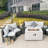 Apphi 6 - Person Outdoor Steel Wicker Fire Pit Conversation Set - Gray