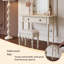 Table de coiffeuse en bois massif de style crème avec miroir surdimensionné