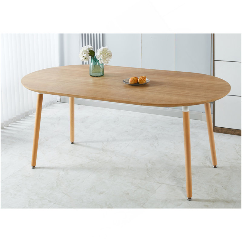 Table extensible, table à manger, table de bureau, table basse, pieds en bois, plateau en panneau de fibres à densité moyenne, 100/140 / 180x100x75cm, couleur chêne