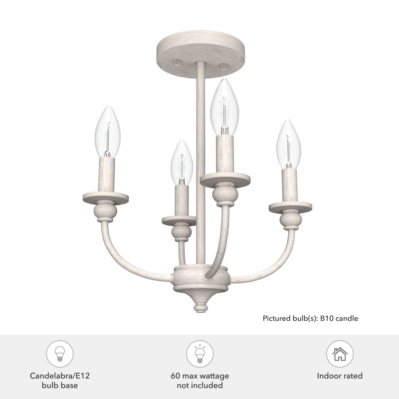 Southcrest Casual Elegance 13" Matte Black & Distressed White Semi-Flush Mount