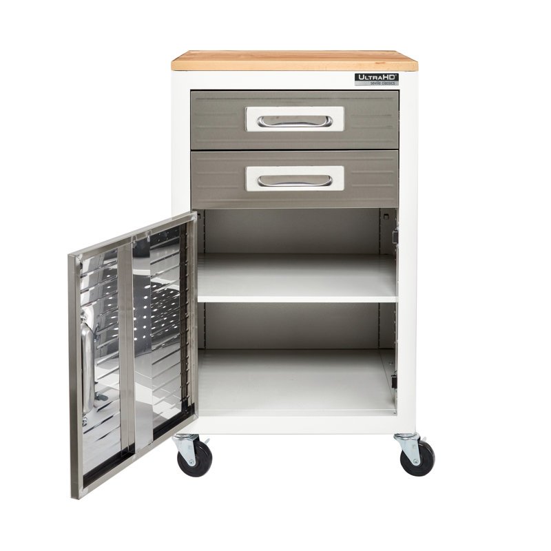 Seville Classics UltraHD 1-Door Rolling Cabinet, White