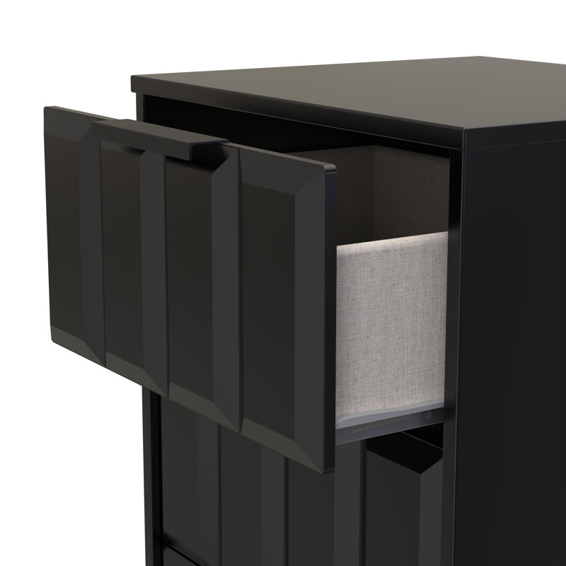 Doss 45cm W Manufactured Wood Bedside Table, Deep Black/Black Matt