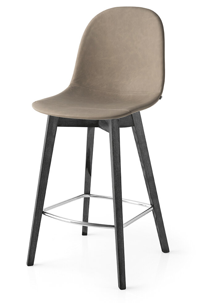 Wayfair Chromed Connubia Counter Academy Stool with Upholstered Footrest |
