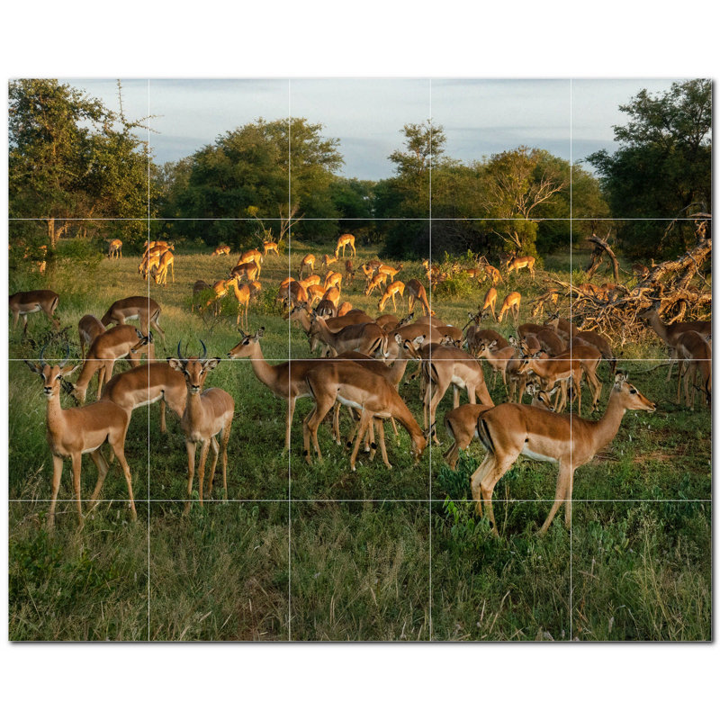 Murale décorative en céramique cerf de 4,25 po x 4,25 po