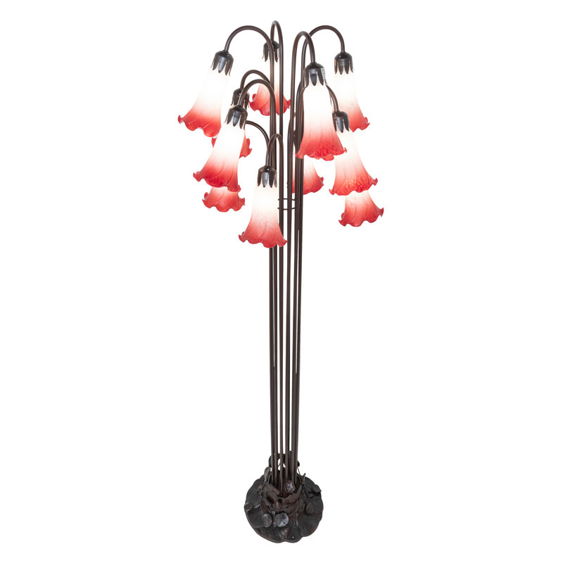 Lampe sur pied l 63 po Tiffany Pond, Rose / blanc