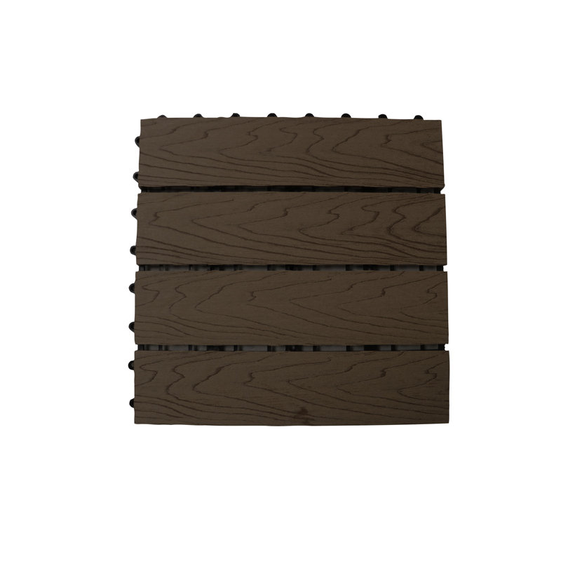 12'' L x 12'' W Composite Interlocking Deck Tile, Espresso