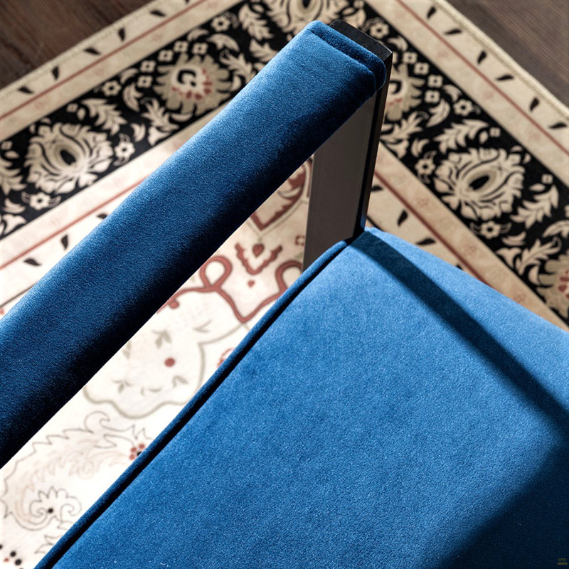 Chaise d'appoint avec structure carrée durable en métal, fauteuil, Velours bleu