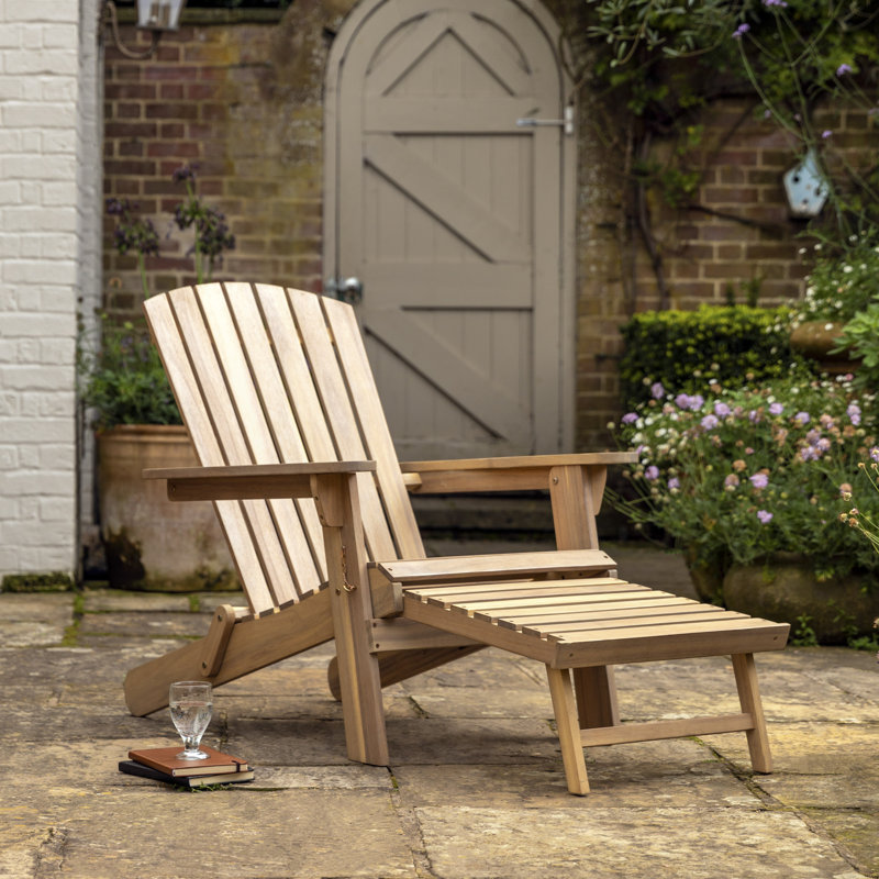 Foldable Outdoor Adirondack Chair With Ottoman