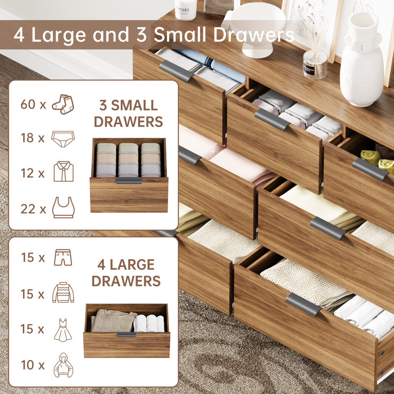 Commode double 7 tiroirs 47,24 po Deaijah