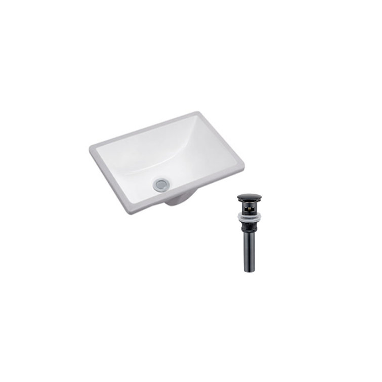 DROP Bath And Kitchen 17.9'' Ceramic Rectangular Bathroom Sink with Overflow