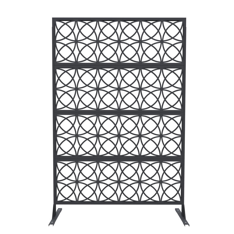 117x180cm Copper Coin Metal Privacy Screen, Freestanding Outdoor Room Divider with Stand, All-Weather Partition for Patio, Deck, Balcony, Garden Indoor Outdoor Use Wayfair Long Description