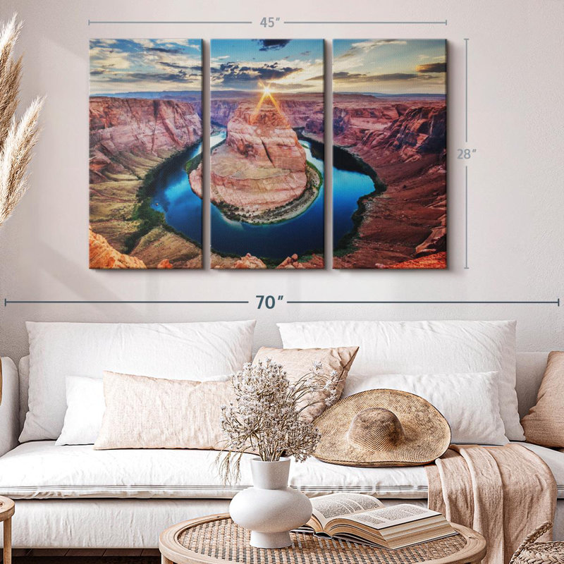 «Horseshoe Bend Sunrays» sur toile, H 28 po x l 45 po x P 1,25 po