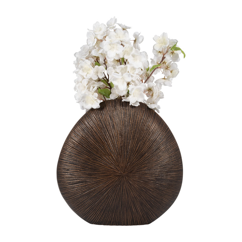 Metal, 14" Starburst Vase, Round, 14"H, Starburst, Bronze/Copper