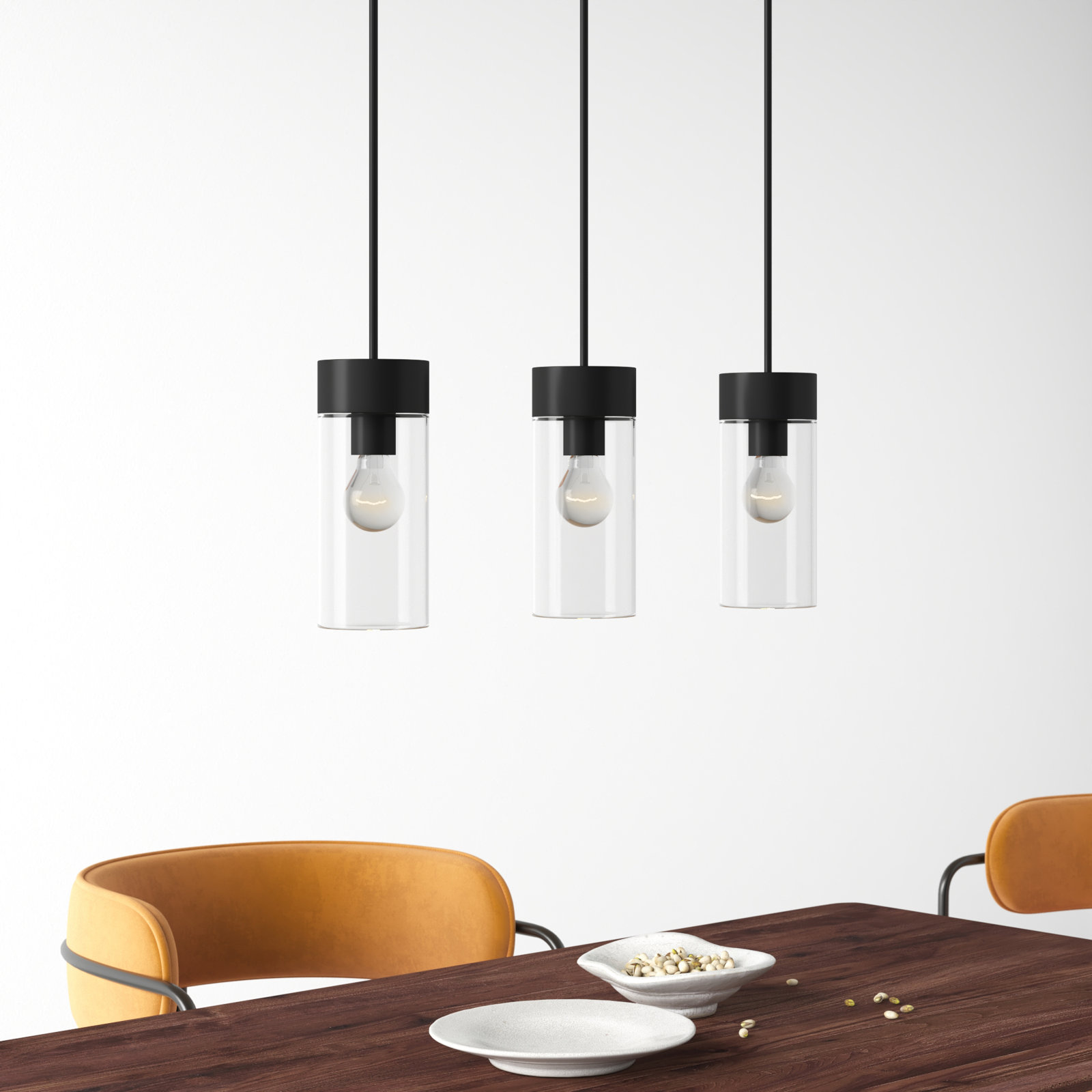 Monterey 3 Light Glass Dimmable Pendant