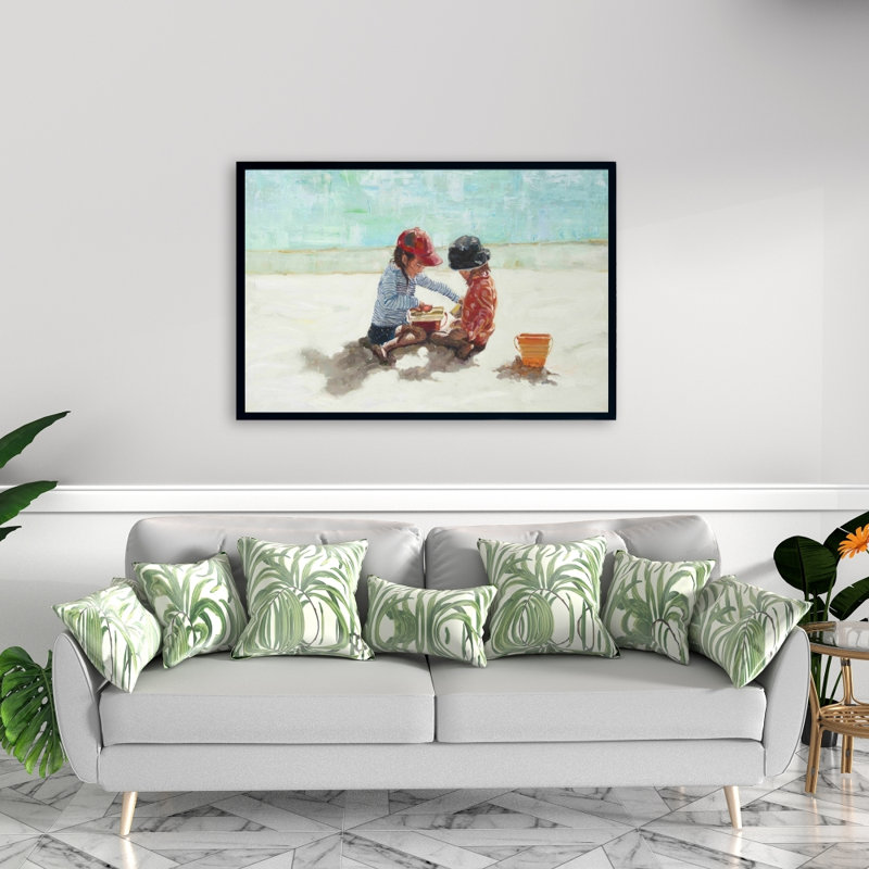«Little Girls At The Beach» sur toile, H 24 po x l 36 po