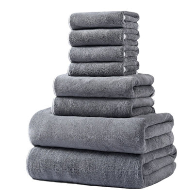 Bath Towels Set of 8 Pieces - Highly Absorbent Towels for Bathroom, 2 Bath Towels, 2 Hand Towels, 4 Washcloths