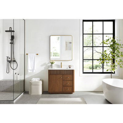 Sefton 36" Single Sink Bath Vanity in Natural Walnut with White Grain Composite Stone Top
