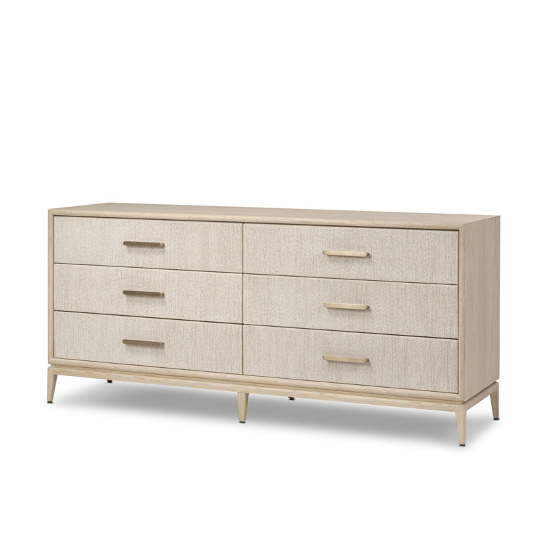 Rosenell 6 Drawer Dresser, Natural Oak Veneer