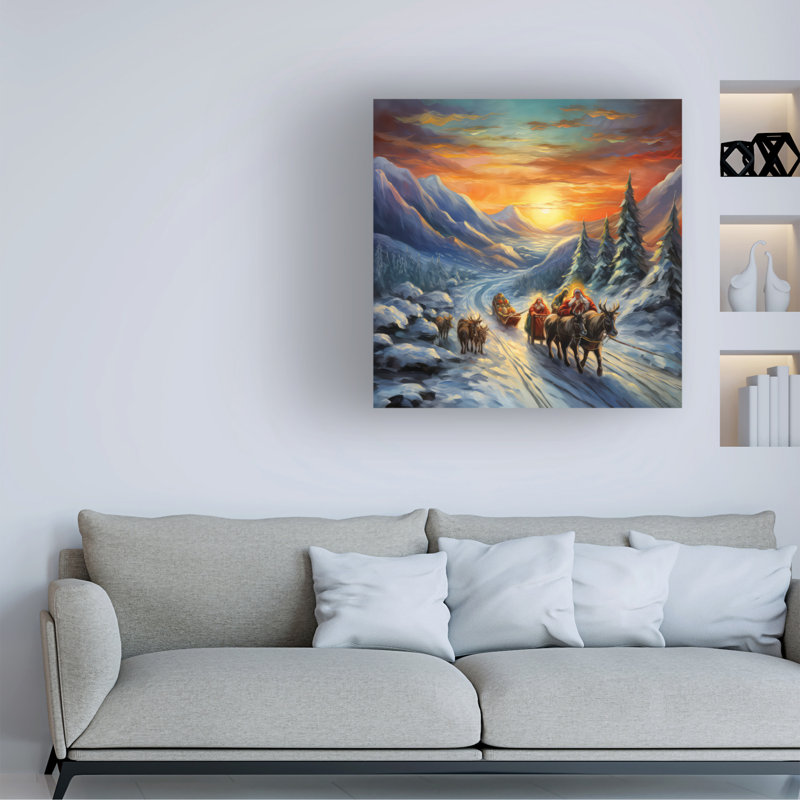Seasonal Christmas Road sur impression sur toile, H 18 po x l 18 po x P 2 po