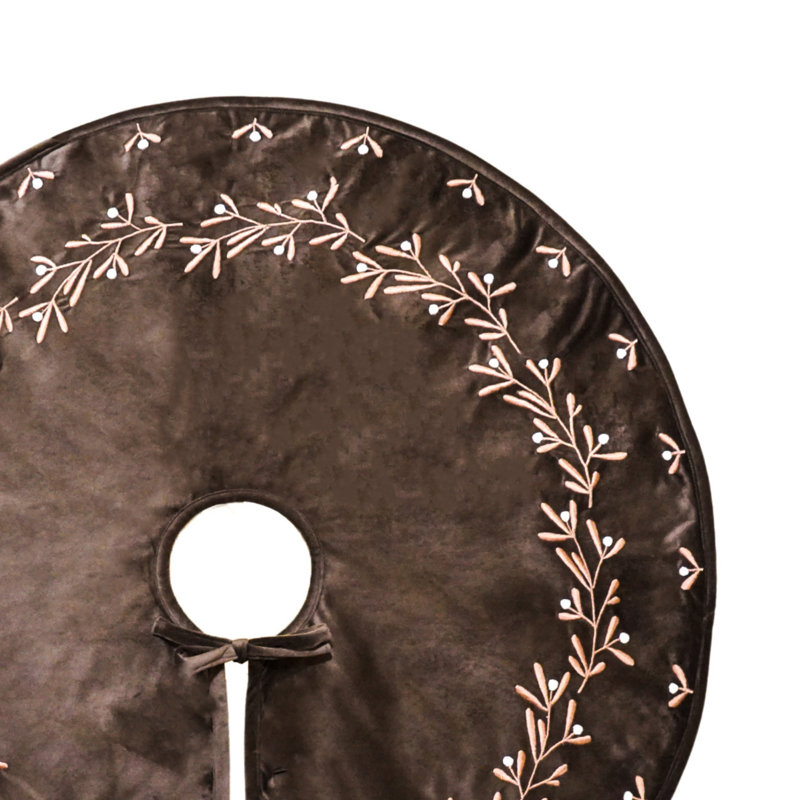 Mocha Velvet Mistletoe Tree Skirt D80cm